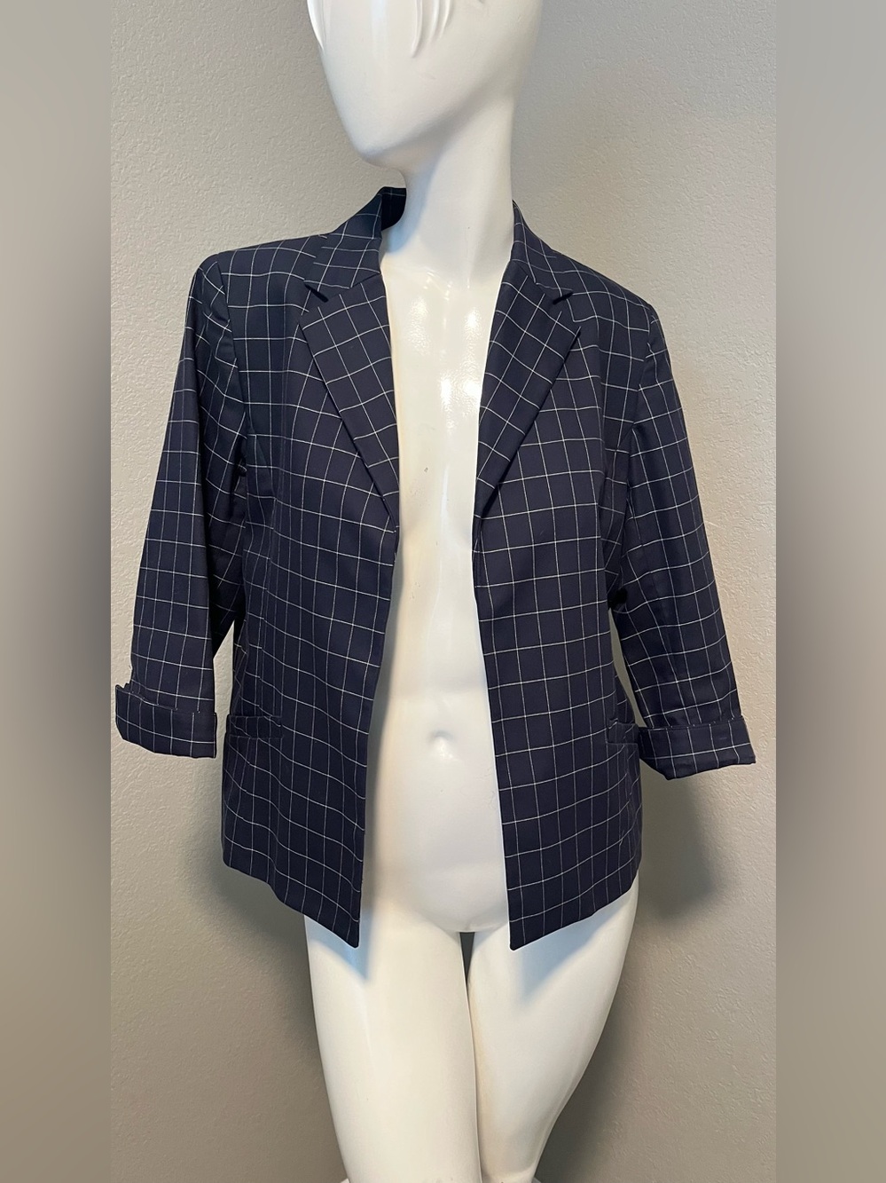 Women’s  Petite Jones New York Navy Open-Front Navy / White Blazer Size P / L